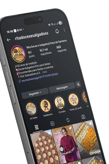 Instagram da Rita Doces e Salgados